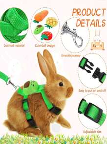 1SET/2 Packs/3 Packs Adjustable Rabbit Harness And Leash Set, Fruit Shaped Designs Like Strawberry And Carrot, Cute Vest Harness Leash For Rabbit, Ferret, Small Pets Training, Walking, Leisure