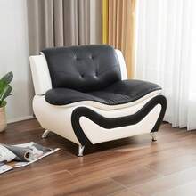 Leather Living Room Furniture Sets, Sectional Sofa Sets Modern Faux Leather Couch For Living Room Furniture Living Room Living Room Set Sectional Couch,Black & White-1pc Chair - Black & White-1pc chair - 查看 2