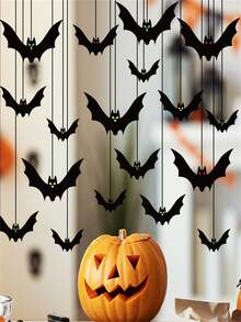 18pcs/ Halloween Hanging Bats Decorations Outdoor For Outside Tree Yard Porch Party Decor ,Halloween Autumn Bat Charm Red Yellow And Green Multiple Styles Suitable For Outdoor Indoor Horror Atmosphere Decoration Halloween Autumn Festival Party Decoration Supplies Home Decor Halloween Decor Room Decor