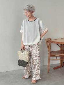 FRIFUL ملابس علوية نسائي كاجوال فضفاض من الشيفون والشبك بلون متباين، ملابس علوية شيفون فضفاضة للنساء، ملابس علوية فضفاض شفاف كبير الحجم - أبيض - مشاهدة 2