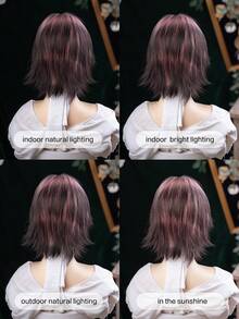 alicegarden 1 Tóc giả thẳng tổng hợp chịu nhiệt có mái, tóc giả ngắn nhiều màu, dài 14 inch, làm bằng sợi, thích hợp sử dụng hàng ngày, tóc giả tự nhiên và chân thực (không bao gồm phụ kiện) - Nhiều màu - Xem 7
