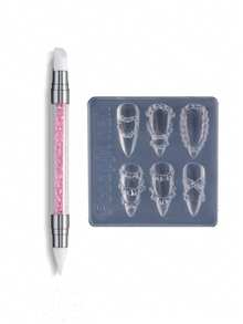 3D 雕刻凝胶不粘手雕刻凝胶套装，透明白粉色裸色固体指甲修整凝胶，含法式蛋糕霜指甲雕刻模具双头硅胶美甲雕刻笔美甲刷雕刻 DIY 美甲沙龙美甲用品套装 - 彩色 - 查看 18