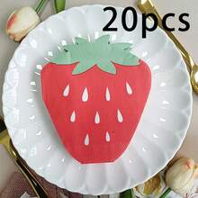 Red Strawberry Lemon, Orange Pattern Napkins, Fruit Napkins Are Perfect For Weddings, Birthdays, Tea Party Decorations, Restaurant And Hotel Party Tableware, Unique Style, Soft Tissue Paper, Suitable For Outdoor Picnics And Party Supplies, Suitable For Back To School Valentine's Day