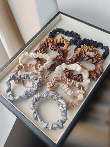 12 chiếc dây buộc tóc bằng lụa satin đen, mềm mại và thời trang, dùng để buộc tóc đuôi ngựa, dây chun buộc tóc, phụ kiện tóc, phụ kiện đội đầu, đồ tập thể dục, thể thao, chạy bộ. - màu đen - Xem 6