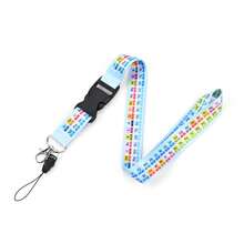 Cordón para llavero con tabla periódica de química, soporte desmontable para tarjeta de identificación con correa de arcoíris, correa para el cuello y teléfono con clip desmontable, adecuado como regalo de Acción de Gracias para maestros, arcoíris - Negro - Ver 19