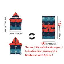 1pc Anchor Hook Rudder Print Hooded Poncho, Ultra-Soft Fiber Beach Blanket & Removable Hooded Beach Robe 2-In-1 With Buttons, Super Absorbent Towel, Suitable For Traveling, Swimming, Diving, Surfing, Yoga, Camping, Available In Multiple Sizes Back To School - Multicolor - View 18