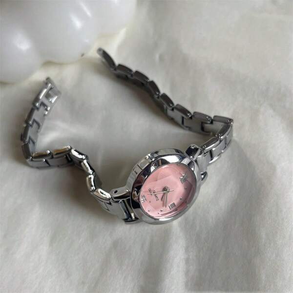 Relógio casual de quartzo feminino de alta aparência 2025, pulseira de aço inoxidável, mostrador redondo, relógio casual feminino resistente a arranhões, diário