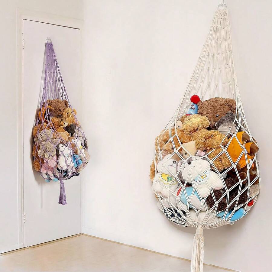 Hanging Doll Storage Hammock, Bohemian Doll Stacking Net, Storage Net, Easy-Install Storage Mesh Bag, Handwoven Plush Doll Mesh Bag, Nursery Decor Storage Net - Multicolor - View 1