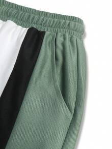 Teen Boys Casual Contrast Color Stitching Drawstring Waist Sweatpants, Spring And Summer Clothing, Teen Boys Gifts Track Pants For Teen Boys Streetwear Teen BoysPants Teen Boys Clothing Teen Boys Pants Teen Boys Clothes Teen Boys Pants - Grey - View 6