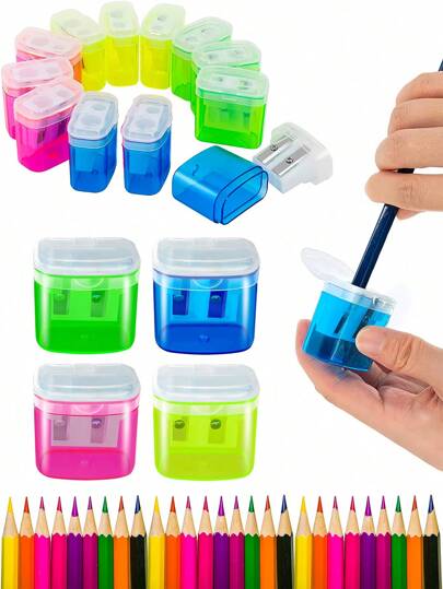 1pc/4pcs/8pcs Pencil Sharpener, Covered Manual Pencil Sharpener, Colored Pencil Handheld Pencil Sharpener, Children's And Adults' Portable Pencil Sharpeners, Classroom And Office Double Hole Pencil Sharpeners, Christmas Gift Creative Small Gifts, Student School Supplies