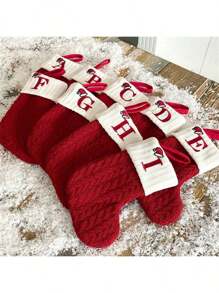 2 PCS Knit Monogram Stockings, Stockings Small Xmas English Letters Hanging Stockings Socks Double Sided Fireplace Hanging Stockings For Party Decoration New Year Party Gift Favors Supplies,Personalized Initial Stocking, Family Holiday Xmas Party Decor Birthday,Christmas, Decor 2025 Home Decor Christmas Decorations Room Decor Winter