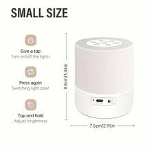 1 pieza Luz nocturna LED regulable con control táctil - Recargable por USB 800mAh batería de litio, lámpara de mesita de noche ajustable a 3 colores (con pantalla de plástico), iluminación suave y sin parpadeo para el hogar, ≤36V - Blanco - Ver 11