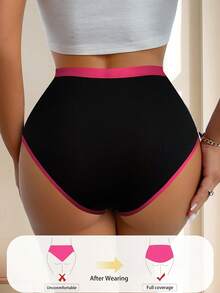 QUASTI 5-Pack Of Women's High-Waisted Briefs For Tummy Control And Hip Lift. Comfortable And Breathable, With Contrasting Colors And A Sporty Style. - 彩色 - 查看 4