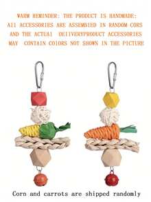 1pc Parrot Corn, Carrot, Vine Ball Hanging Toy, Medium/Small Parrot Chewing Toy, Intelligent Bird Supplies, Bird Cage Accessory, Parrot Toy (All Accessory Colors Randomly Assembled)