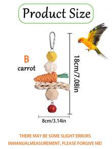 1pc Parrot Corn, Carrot, Vine Ball Hanging Toy, Medium/Small Parrot Chewing Toy, Intelligent Bird Supplies, Bird Cage Accessory, Parrot Toy (All Accessory Colors Randomly Assembled)
