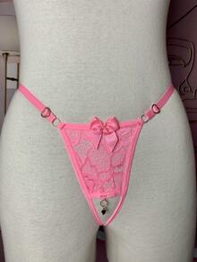 Thong Panties Pendant In Opening Panties In Women's Thongs Sexy Lace Lingerie Sensual Intimate Fashion - 淺粉色 - 查看 3