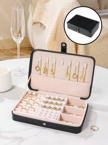 新款豪华升级大容量PU皮革首饰盒 | 首饰收纳包，旅行首饰盒 | 多层隔层，可收纳项链、戒指和耳环 | 便携式旅行首饰盒 | 送给女友/妈妈/母亲节/闺蜜生日/情人节的礼物，女士旅行必备，节日必备，秋季装饰，万圣节 - 彩色 - 查看 6