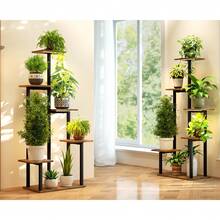 3/5-Story Indoor Plant Stand, Space-Saving Flower Pot Rack, Multi-Story Wrought Iron Flower Pot Display Rack, Used In Living Room, Terrace, And Balcony - 黑色 - 查看 6