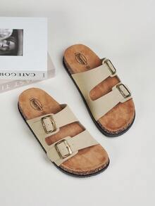 DISARCON Men's Summer New Sandals, Outdoor Street, Matching, Fashion, Casual, Beach, Flat/Mid-Heel/Arch Support/Comfortable Flat Couples Shoes, Breathable High-End/High-Quality/Outdoor Women's Sandals, Adjustable Upper In White/Black/Double Buckle/Metal Buckle/Retro/Classic Indoor Slippers