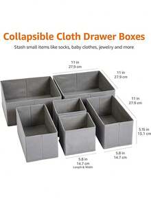 2 - Pack Gray Fabric Mesh Portable Underwear & Shoe Drawer Organizers, 13"D X 6. 5"W X 4. 13"H