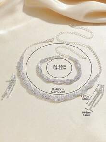 三件套：一条镶钻项链、一副流苏耳环和一条手链。适合日常佩戴，也适合派对、婚礼和其他场合。 - 金色 - 查看 7