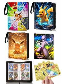 pokemon Collectible Trading Card Albums,4 Pocket Card Binder, 400 Double Sided Pocket PU Premium Zip Trading Collection Binder With 50 Removable Sleeves And 4 Pocket 30 Pages 240 Cards Storage Album For TCG, Sports Cards Great For Birthday, Easter, Thanksgiving Gifts,Back To School,School Supplies