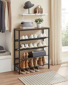 VASAGLE Shoe Rack For Entryway, 5 Tier Shoe Storage Shelves, 16-20 Pairs Shoe Organizer, With Sturdy Wooden Top And Steel Frame, Free Standing, Industrial - Rust Brown - View 2