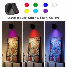 1 Stück Fernbedienung aufladbare Scheinwerfer, 7 Farben RGB Wandleuchte, Foto Wand Atmosphäre Beleuchtung, kein Verkabeln, kein Bohren, keine Installation, kabellose Hintergrundbeleuchtung für Zuhause