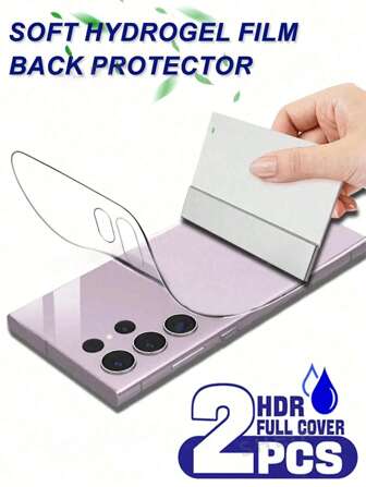 2 Pcs Back Hydrogel Film Compatible With Galaxy S25 S25Ultra 22 23 24 Ultra Plus Galaxy 22 23 24+ S21 S20 Note 20 10 Waterproof Shockproof Anti-Fall Scratch Resistant Anti-Fingerprint Full Cover