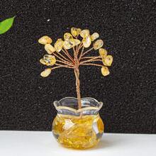 1 件手工编织迷你水晶树装饰、家居/汽车装饰、桌面装饰、送给朋友和家人的礼物 - 粉色 - 查看 10