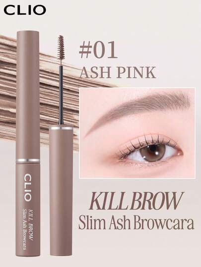 Clio K-Beauty KILL BROW SLIM ASH BROWCARA、極細ブラシ付きの眉マスカラ、繊細な眉毛を描く、ウォータープルーフ染色ブロウジェル-長持ちスマッジプルーフリキッド眉メイク、眉マスカラ染色ブロウグルー、眉フィラー、ボリューミーアップ眉マスカラ、眉カミソリブラシ付き、強力ホールド染色眉ジェル、韓国メイク
