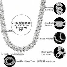 14mm Crampon Cuban Chain Necklace Bracelet Anklet For Men And Women, High Quality Rhinestones, Chunky Cuban Chain, Punk Jewelry, Direct Selling