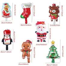 7pcs/Set Mini Santa Claus, Christmas Tree, Reindeer, Penguin, Gingerbread Man, Christmas Stocking, Christmas Bear Party Decoration Balloons, Christmas Party Decor, Surprise Gift For Son And Daughter - Multicolor - View 3
