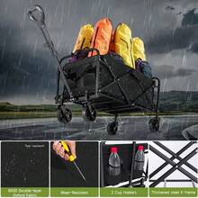 1pc Heavy Duty Collapsible Foldable Utility Wagon Cart With All-Terrain Wheels, 360LB Capacity Metal Frame & Plastic Tires For Beach, RV Storage, Camping, Sports - Black, Camping Utility Cart | Foldable Wagon Cart | Metal Frame Cart, Wagon Foldable - Black - View 5