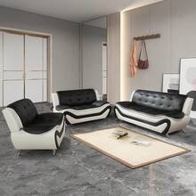 Leather Living Room Furniture Sets, Sectional Sofa Sets Modern Faux Leather Couch 6-Seat Sofa For Living Room(Sofa+Loveseat+Chair)Furniture Living Room Living Room Set Sectional Couch, Black & White - Đen & Trắng-6 chỗ ngồi (Sofa + Ghế dài + Ghế) - Xem 6