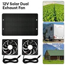Solar Powered Fan Kit 20W Solar Panel Waterproof DC Exhaust Fan For C-Hicken Coop Camping Greenhouse