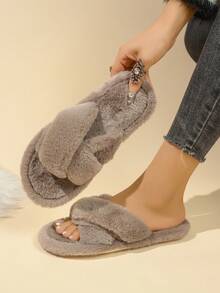 1 Pair Of Autumn And Winter Slippers For Women, Indoor Slippers, Open-Toe Slippers, House Slippers Women, Disposable Slippers For Guests, Bedroom Accessories, Suitable For Men And Women. Suitable For Interior, Bedroom, Living Room Wear, Travel Essentials