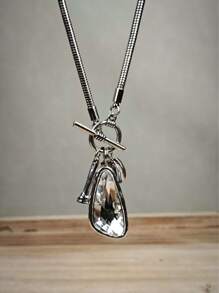 1 Stück asymmetrische Kristall elegante lange Pullover Kette Halskette