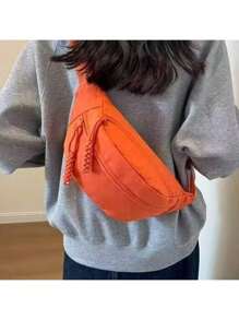 1pc Minimalist Waist Bag Women's Fashion Ins Fashion Phone Bag Mini Small Bag Belt Black Street Fashion, PU Leather, Polyester Fiber Waist Bag, Waist Bag