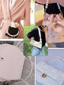10mm Perlenkette mit Karabinerverschluss, verstellbare Länge 25-80cm, geeignet für Handtaschen, Umhängetaschen, Messenger Bags und Handys; elegante Perlenkette als Tragegriff, verwendbar für Damentaschen, Trinkflaschen-Ketten, Modeaccessoires; ein ideales Geschenk für Schwestern, Liebhaber und Modebewusste. - Verschiedenfarbig - Übersicht 5