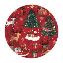 10pcs Perlengkapan Pesta Natal Warna Merah Anggur, Dekorasi Set Peralatan Makan Tema Natal Merah, Piring, Serbet, Gelas, Perlengkapan Meja dengan Pola Pohon Natal, Santa, dan Rusa Kutub untuk Suvenir Pesta Natal Musim Dingin - MultiWarna - View 4