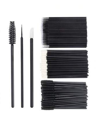 200/50 Pieces Of Eyelash Extension Supplies Set, Disposable Eyelash Bobbin Brush Mini Brush Eye Black Stick Lip Brush For Eyelash Extension Tattoo Lipstick Applicator (Black)
