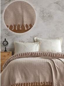 MADE IN TURKEY Narzuta na łóżko typu king-size – 100% bawełny – 200x220 cm – oddychająca i narzuta - Beżowy - Zobacz 6