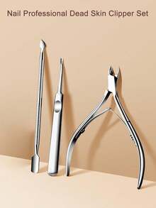 1/2/3 Stücke Silber Japanische Nagelhautschere, Edelstahl Nagelhautschneider mit Nagelhautschieber, professionelle Nagelpflegewerkzeuge für Salon-Qualität Nagelhaut- und Hornhautentfernung