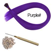 彩虹合成彩色 I-Tip 羽毛隐形接发 50 股头发，50 个接发环，1 个钩针/包合成染发剂彩虹假发彩色 Kanekalon I-Tip 角蛋白融合接发发束，适合女性和儿童 - 礼物、角色扮演、派对、万圣节和圣诞节亮点