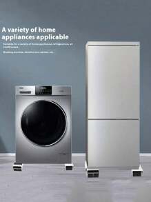 2pcs Adjustable 45-70 Cm Stainless Steel Anti-Vibration Washing Machine Stand, Non-Slip Rust-Proof Feet, Load Bearing 300kg, Suitable For Refrigerators And Washers, Easy Assembly, Large Household Appliance Base With Casters