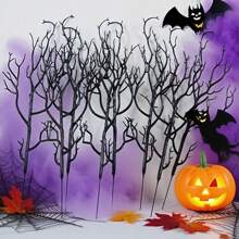 10 piezas de 10 pulgadas de ramas secas negras realistas, decoraciones de Halloween, adecuadas para casa embrujada, habitación secreta, Día de los Muertos, Oktoberfest y ceremonia de graduación, diseño de escenario, decoración de habitación, decoración del hogar, decoración de cocina, decoración de calabaza, plantas artificiales