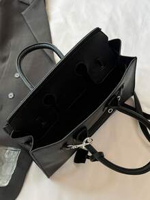 Nouveau sac à main pendant 2025  souple motif litchi, style mode euro-américain pour l'épaule et le corps croisé, convient pour un usage quotidien des femmes, le travail, les déplacements, les voyages, les vacances, les sorties, les cadeaux - Noir - Voir 4