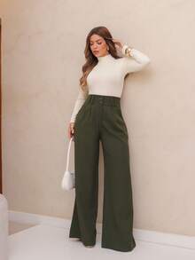 YING ZI Women Pants - Army Green - View 4