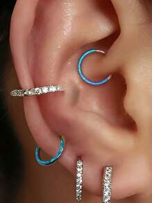 Un inel de nas la modă din opal, din oțel inoxidabil 316L, cu diafragmă, cercei unisex, bijuterii pentru piercing, hipoalergenic, ușor de curățat, cu un design cu balama închisă, poate fi folosit pentru cercei cu cartilajul urechii, cercei spiralați pentru urechi, cercei pentru lobul urechii, cercei cu dinți mari, cercei cu roată pentru urechi.